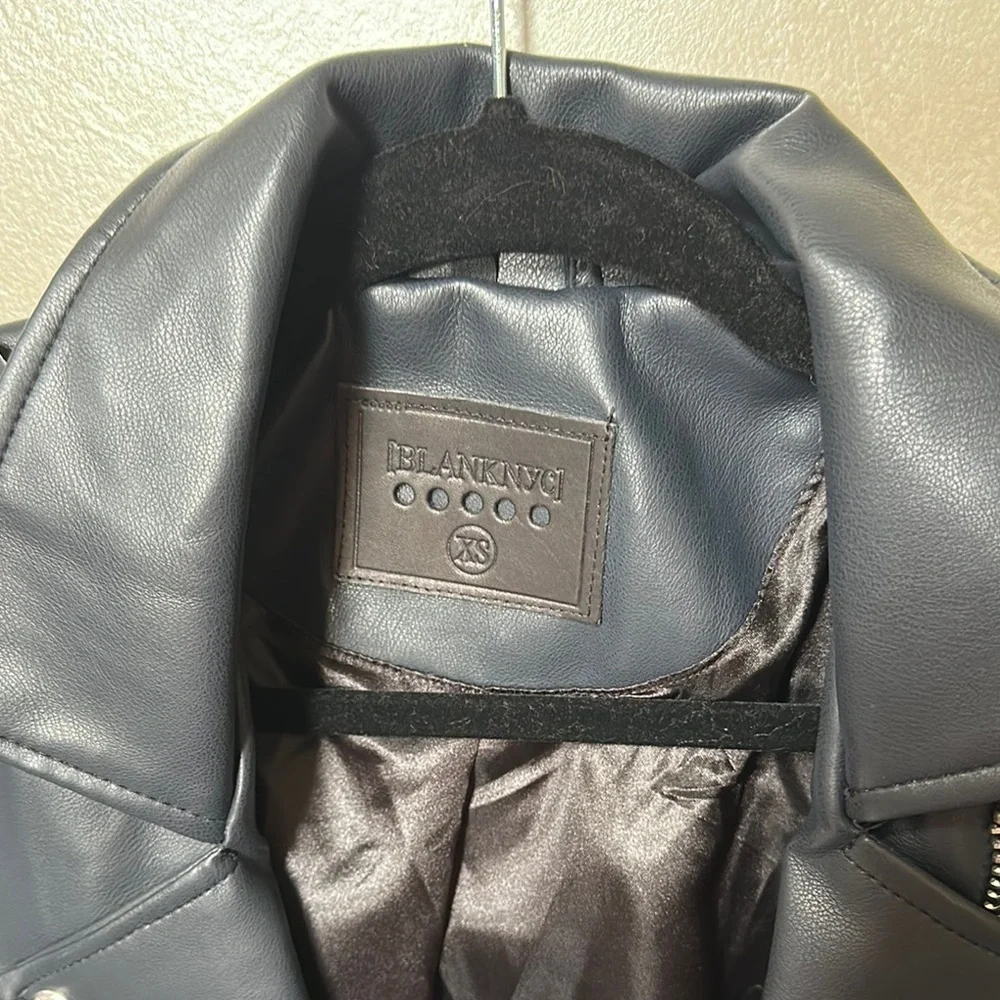 Blank NYC Midnight Faux Leather Moto Jacket sz xs - Picture 2 of 11